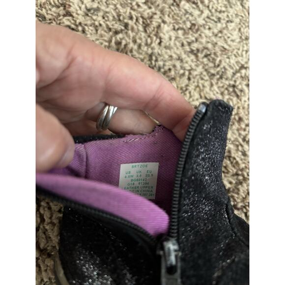 Stride Rite "Zoe" toddler girl sz. 4.5 Wide blk sparkle ankle boot/shoe. Adorabl - Picture 3 of 11